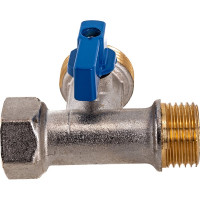 Шаровой кран для стиральной машины RM трёхпроходной, 1/2х3/4х1/2, никелированный -3WFMM