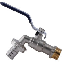 Шаровой кран со штуцером RM 3/4 водоразборный, никелированный ручка VN-BN34