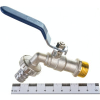 Шаровой кран со штуцером RM 1/2 водоразборный, никелированный, ручка VN-BN12