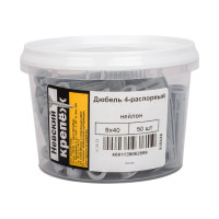 Дюбель Невский Крепеж 4-распорный 8 (8x40), нейлон, 50 шт., ведро малое НК 818448