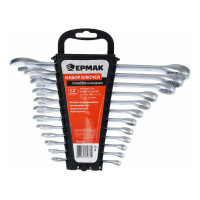 Набор рожково-накидных ключей ЕРМАК 12 предметов, 6-22мм, матовые CRV, пластик холдер 736-050