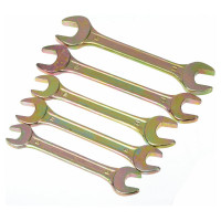 Набор рожковых ключей ЕРМАК 12 предметов, 8x10-30x32мм, желтый цинк, пластик холдер 736-074