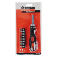 Отвертка ЕРМАК реверсивная, адаптер 1/4, биты: SL4,SL5.5,SL6.5,PH1,PH2,PZ1,PZ2,TORX10,TORX15,TORX20 651-197