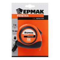Рулетка ЕРМАК Автостоп, двукомпонентный корпус, 3мх16мм 658-120