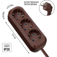 Удлинитель сетевой TDM ELECTRIC 3 розетки, 5 метров, ПВС 3х1мм2 "Эко" (бук) 16А 250В SQ1303-3002