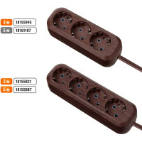 Удлинитель сетевой TDM ELECTRIC 3 розетки, 5 метров, ПВС 3х1мм2 "Эко" (бук) 16А 250В SQ1303-3002