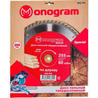 Диск пильный твердосплавный Special (255х30 мм; 60 зубов) MONOGRAM 086-990
