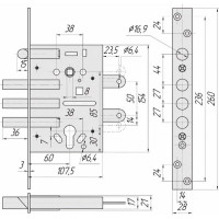 Дверной цилиндровый противопожарный замок CRIT ЗВ 7РМ-006 Хп 00035