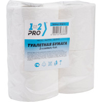 Туалетная бумага 1-2-PRO 2 слоя, 17.5 м, 4 шт, белый, целлюлоза БТЦ2-4