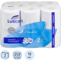 Туалетная бумага Luscan Standart 2 слоя, белая, 21.88 м, 175 листов, 12 рулонов 1223084