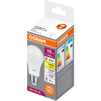 Светодиодная лампа OSRAM LED Value, A, E27, 1200Лм, 15Вт, замена 125Вт, 3000К, теплый белый свет 4058075579095