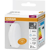 Светодиодная лампа OSRAM LED, Value, GX, GX53, 800Лм, 10Вт, замена 75Вт, 6500К, холодный белый свет 4058075582125