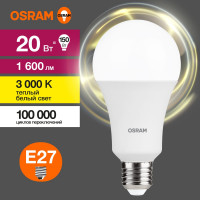 Светодиодная лампа OSRAM, LED, Value, A ,E27, 1600Лм, 20Вт, замена 150Вт, 3000К, теплый белый свет 4058075579293
