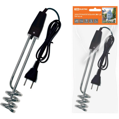 Электрический погружной кипятильник TDM ELECTRIC ЭК-1.5 230 В, 1.5 кВт, ТЭН 19.5 см SQ2505-0003
