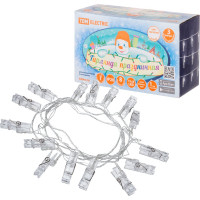 Светодиодная гирлянда TDM ELECTRIC Прищепки, 3 м, 15LED, белый, 8 режимов, 250 В, IP20 SQ0361-0093