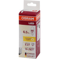 Светодиодная лампа Osram LED STAR B Свеча 6.5Вт E14 550 Лм 2700 К Теплый белый свет 4058075134171