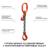 Цепной строп LITELIFT 1СЦ 3,15т 1м с укоротителем одноветвевой цепь 10x30 T8 G80 1sc3150t1h