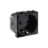 Розетка DKC 1-местная, 2 модуля Avanti "Черный квадрат" 16А IP20 2P+E, защитные шторки, черная 4402002