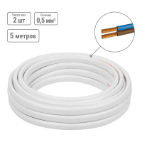 Шнур TDM ELECTRIC ШВВПмб 2х0,5 5м, белый Народный SQ0120-0101