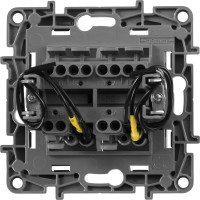 Переключатель Legrand двухклавишный с подсветкой/индикацией Legrand Etika 10А 250В безвинтовые зажимы алюминий 672416