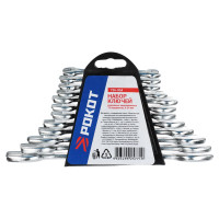 Набор рожковых оцинкованных ключей РОКОТ в пластиковом подвесе 12 пр., 6-24мм 736-004