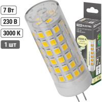 Светодиодная лампа TDM ELECTRIC G4-7 Вт-230 В-3000 К, SMD, 18,5x57 мм SQ0340-0219