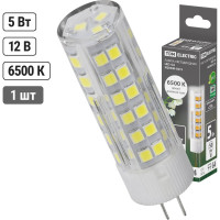 Светодиодная лампа TDM ELECTRIC G4-5 Вт-AC/DC 12 В-6500 К, SMD, 16x57 мм SQ0340-0215