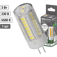 Светодиодная лампа TDM ELECTRIC G4-3 Вт-230 В-6500 К, SMD, 16x43 мм SQ0340-0212
