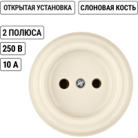 Розетка TDM ELECTRIC фарфоровая 2П 10А 250В слоновая кость, серия "Болонь" SQ1820-0311