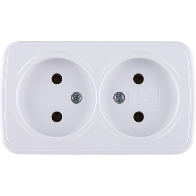 Розетка TDM ELECTRIC двойная 2П открытой установки IP20 10А, белая "Дача" Народная SQ1824-0009