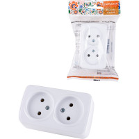 Розетка TDM ELECTRIC двойная 2П открытой установки IP20 10А, белая "Дача" Народная SQ1824-0009