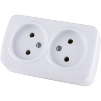 Розетка TDM ELECTRIC двойная 2П открытой установки IP20 10А, белая "Дача" Народная SQ1824-0009