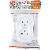 Розетка TDM ELECTRIC двойная 2П открытой установки IP20 10А, белая "Дача" Народная SQ1824-0009