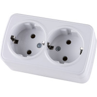 Розетка TDM ELECTRIC двойная 2П+3 открытой установки IP20 16А, белая "Дача" Народная SQ1824-0010