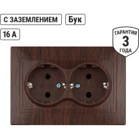 Розетка TDM ELECTRIC двойная 2П+З 16А 250В "ЭКО" бук "Таймыр" SQ1814-0314