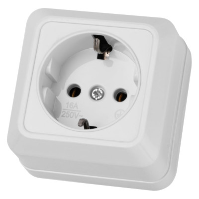 Розетка TDM ELECTRIC 2П+3 открытой установки IP20 16А 250В керамика белая "Ладога" SQ1801-0111