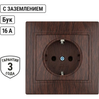 Розетка TDM ELECTRIC 2П+З 16А 250В "ЭКО" бук "Таймыр" SQ1814-0312