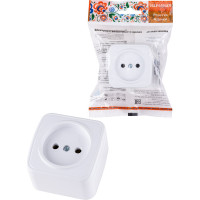 Розетка TDM ELECTRIC 2П открытой установки IP20 10А, белая "Дача" Народная SQ1824-0007