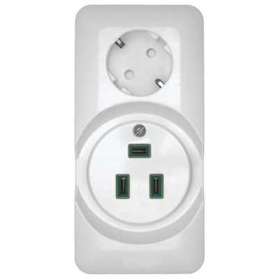 Розетка для электроплиты Systeme Electric ПРИМА 32А+силовая 16А 250В, белый RA32-211R-B