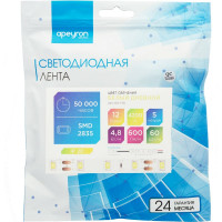 Светодиодная лента Apeyron 12В, 8Вт/м, smd2835, 60д/м, IP20, 800Лм/м, подложка 10мм/130