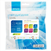 Светодиодная лента Apeyron 12В, 9,6Вт/м, smd3528, 120д/м, IP20, 600Лм/м, ширина подложки 8мм/143