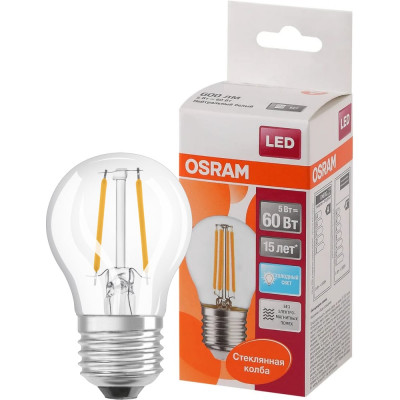 Светодиодная лампа OSRAM LED STAR P Шар 5Вт E27 600 Лм 4000 К Нейтральный белый свет 4058075212541