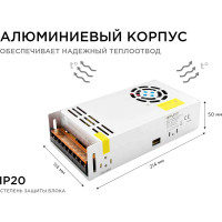 Блок питания Apeyron 12В, 400 Вт, IP20, 33,3 А, 215х115х52 мм / 03-38