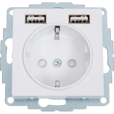 Розетка 16А с 2 USB A+A Systeme Electric AtlasDesign Белый 5В/2,4А, 2х5В/1,2А ATN000130