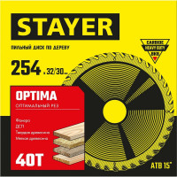 Диск пильный по дереву STAYER Optima 254x32/30 мм, 40Т 3681-254-32-40_z01