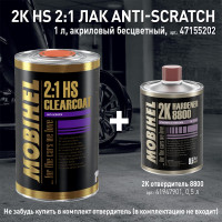 Лак Mobihel Anti-Scratch HS бесцветный 2К, акриловый, банка 1 л 47155202