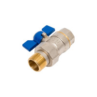 Шаровой кран с американкой RM -L 1/2 никелированный, бабочка Ду15 Ру30 НК 11Б27п1 RML-12FFLA