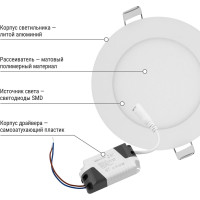 Светильник встраиваемый светодиодный "Даунлайт" TDM ELECTRIC белый 6 Вт 3000К SQ0329-0027