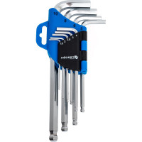 Набор удлиненных шестигранных Г-образных ключей HOEGERT TECHNIK с шаровым наконечником Crv HT1W804