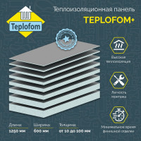 Теплоизоляционная панель Teplofom+ 10 XPS-02 1250x600x10 мм (двухсторонний слой) 10XPS-02short